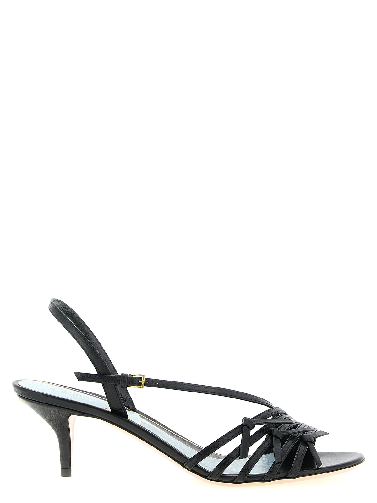 Black Calfskin Stiletto Heel Sandals