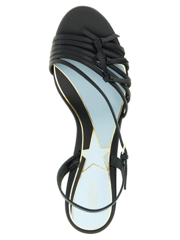 Black Calfskin Stiletto Heel Sandals