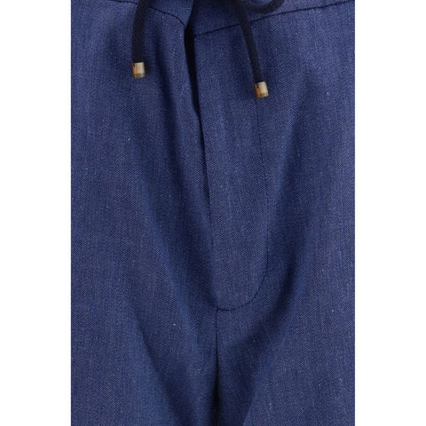 Blue Linen Bermuda Shorts