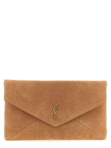 Brown Lamb Leather Clutch Bag