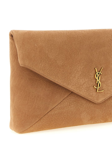 Brown Lamb Leather Clutch Bag