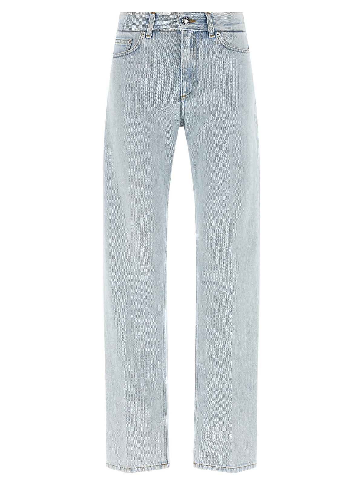 Blue Cotton Straight-Leg Jeans