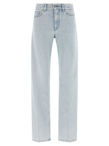 Blue Cotton Straight-Leg Jeans