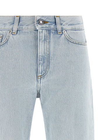 Blue Cotton Straight-Leg Jeans
