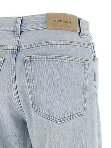 Blue Cotton Straight-Leg Jeans