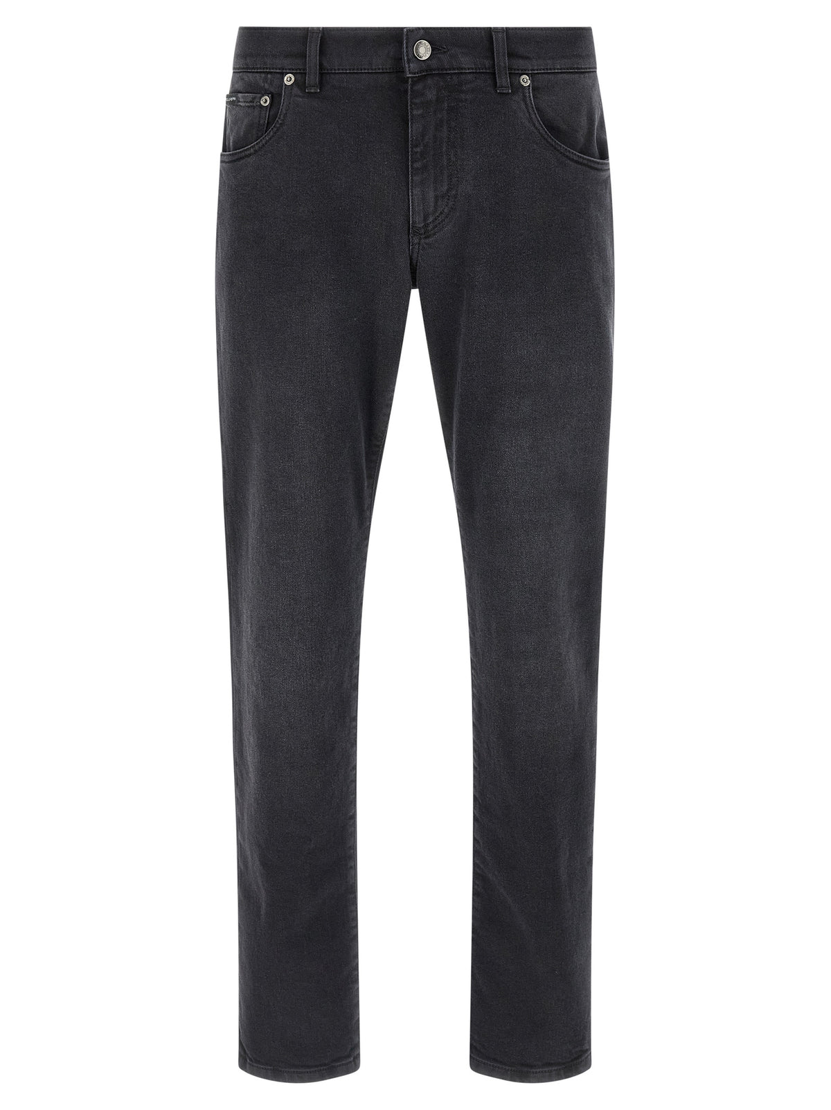 Black Cotton Straight-Leg Jeans