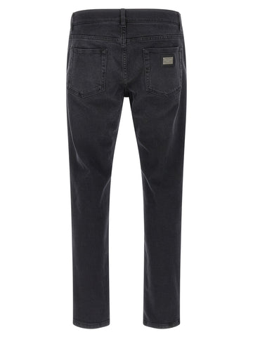 Black Cotton Straight-Leg Jeans