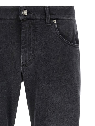 Black Cotton Straight-Leg Jeans