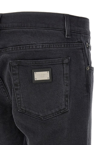 Black Cotton Straight-Leg Jeans