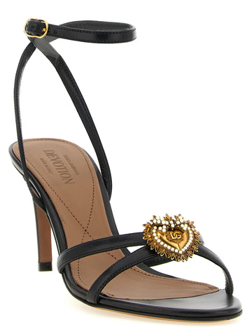 Black Calfskin Stiletto Heel Sandals