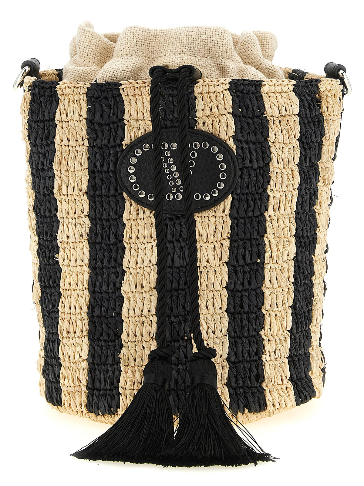 Black Straw Shoulder Bag