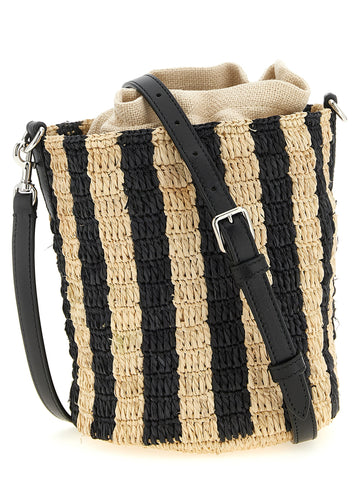 Black Straw Shoulder Bag