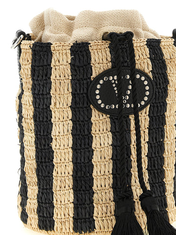 Black Straw Shoulder Bag