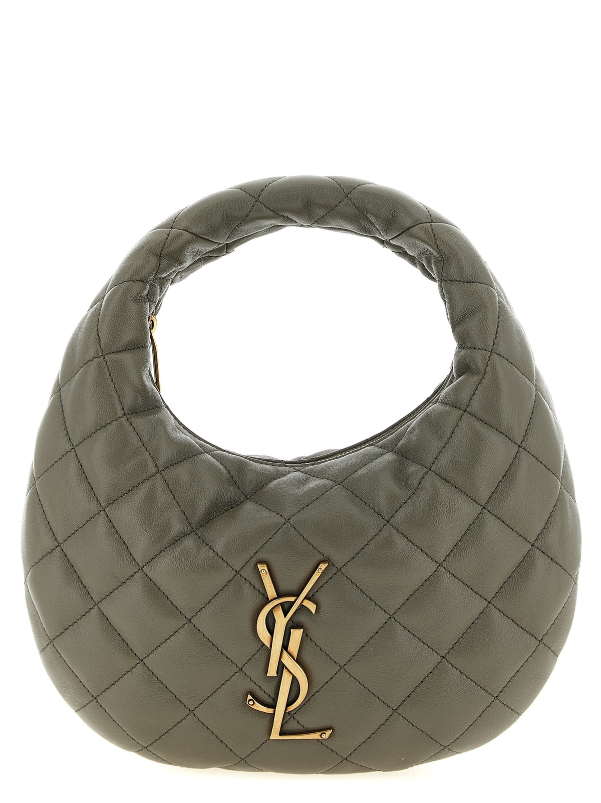 Gray Lamb Leather Handbag