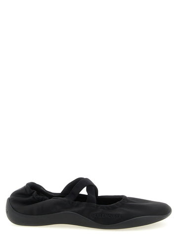 Black Polyester Ballet Flats