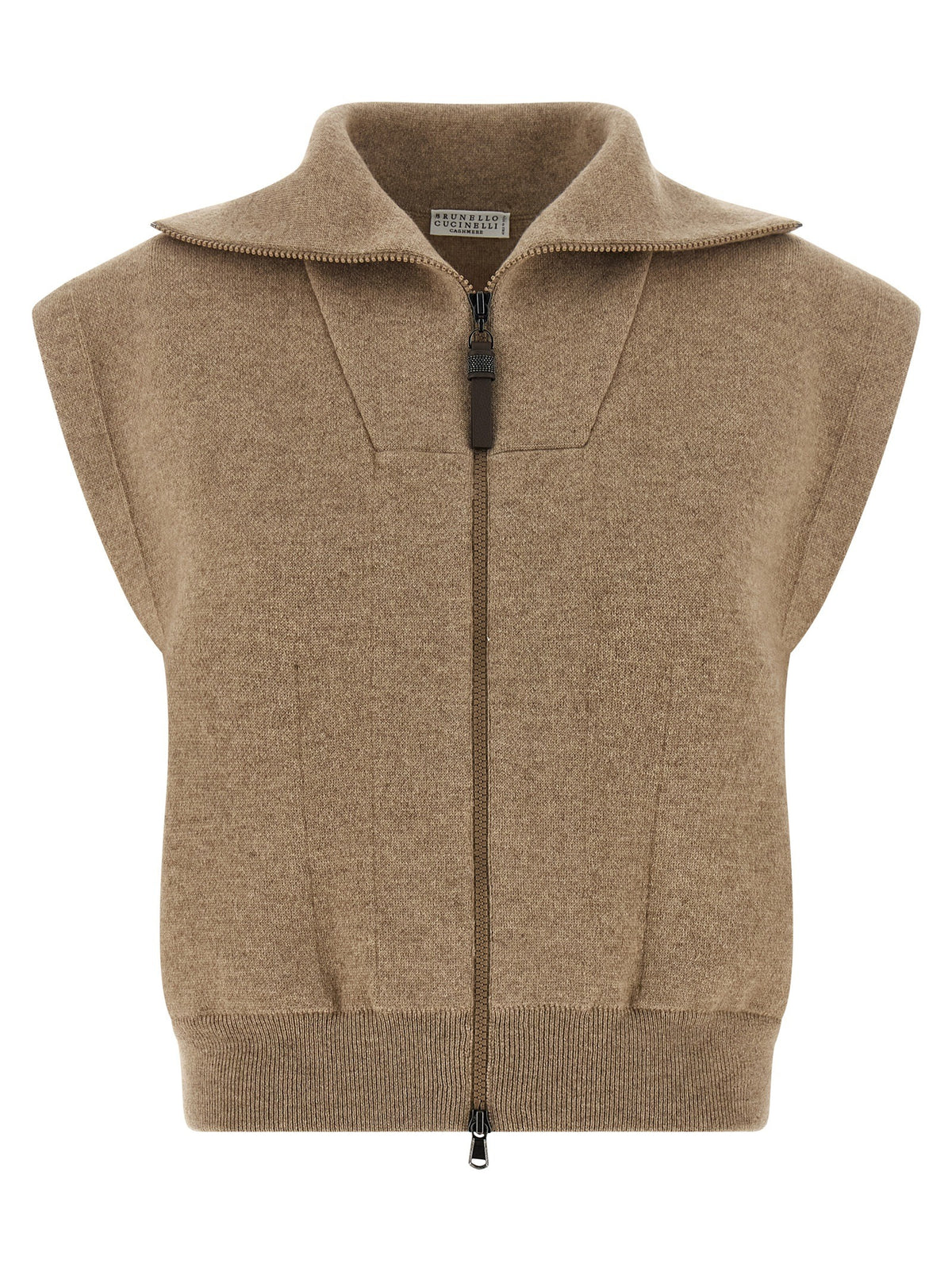 Beige Cashmere Sleeveless Jacket