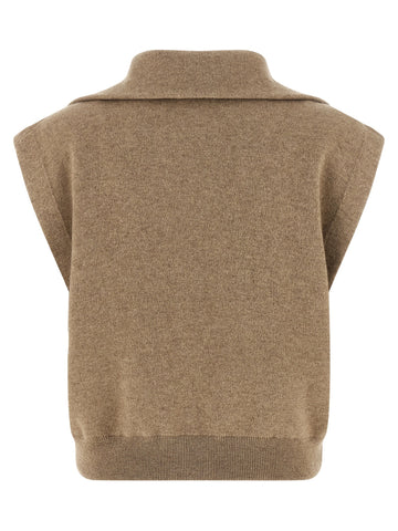 Beige Cashmere Sleeveless Jacket