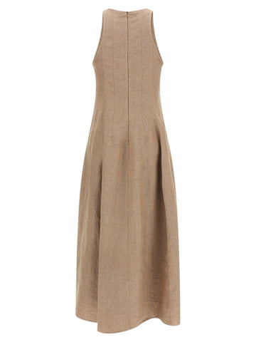 Beige Linen Long Dress