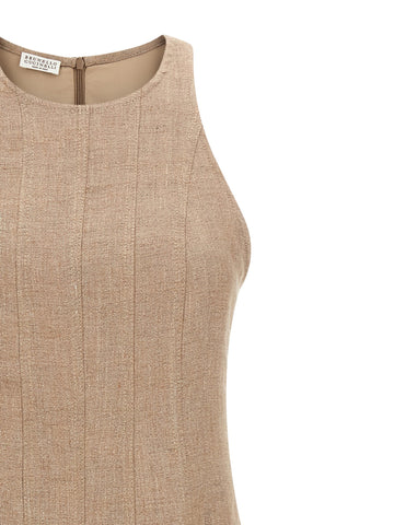 Beige Linen Long Dress