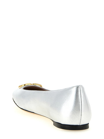 Silver Lamb Leather Ballet Flats
