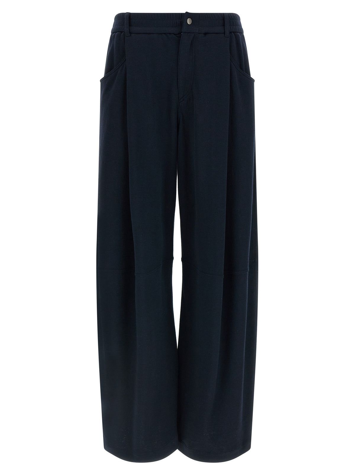Blue Cotton Casual Pants