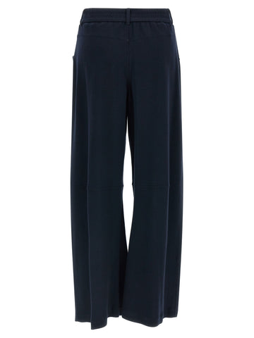 Blue Cotton Casual Pants