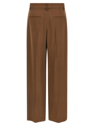 Brown Virgin Wool Casual Pants