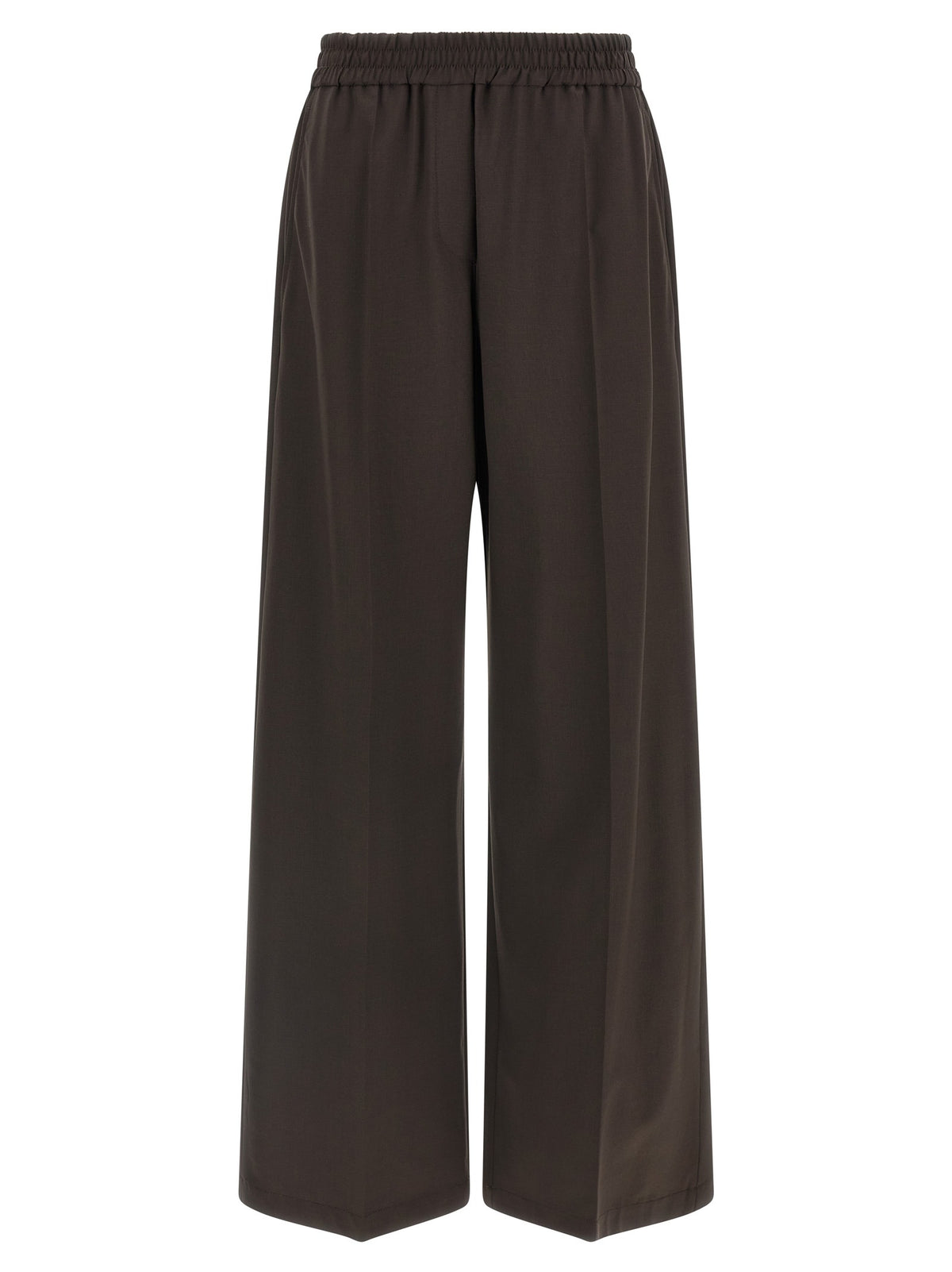 Brown Virgin Wool Casual Pants