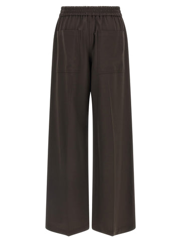 Brown Virgin Wool Casual Pants