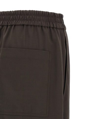 Brown Virgin Wool Casual Pants