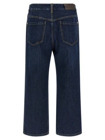 Blue Cotton Cropped Jeans