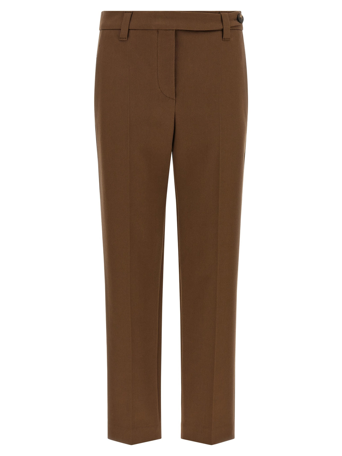 Brown Cotton Cropped Pants