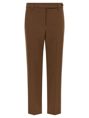 Brown Cotton Cropped Pants
