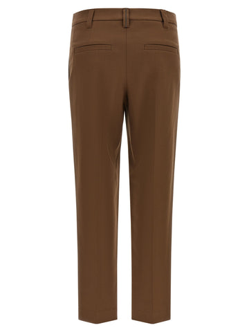 Brown Cotton Cropped Pants