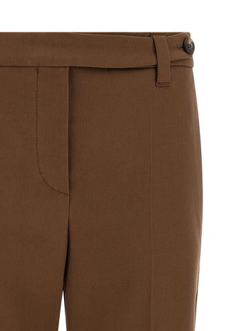 Brown Cotton Cropped Pants