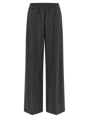 Gray Virgin Wool Flared Pants