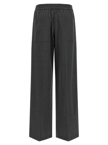 Gray Virgin Wool Flared Pants