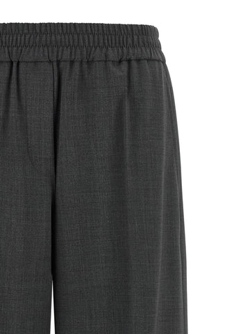 Gray Virgin Wool Flared Pants