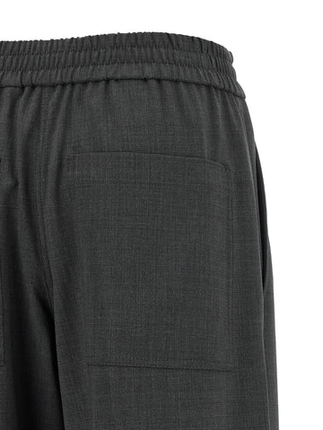 Gray Virgin Wool Flared Pants