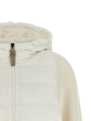 White Polyester Full-Length Jacket