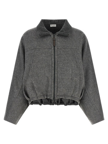 Gray Virgin Wool Full-Length Jacket