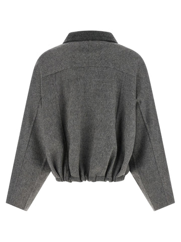 Gray Virgin Wool Full-Length Jacket