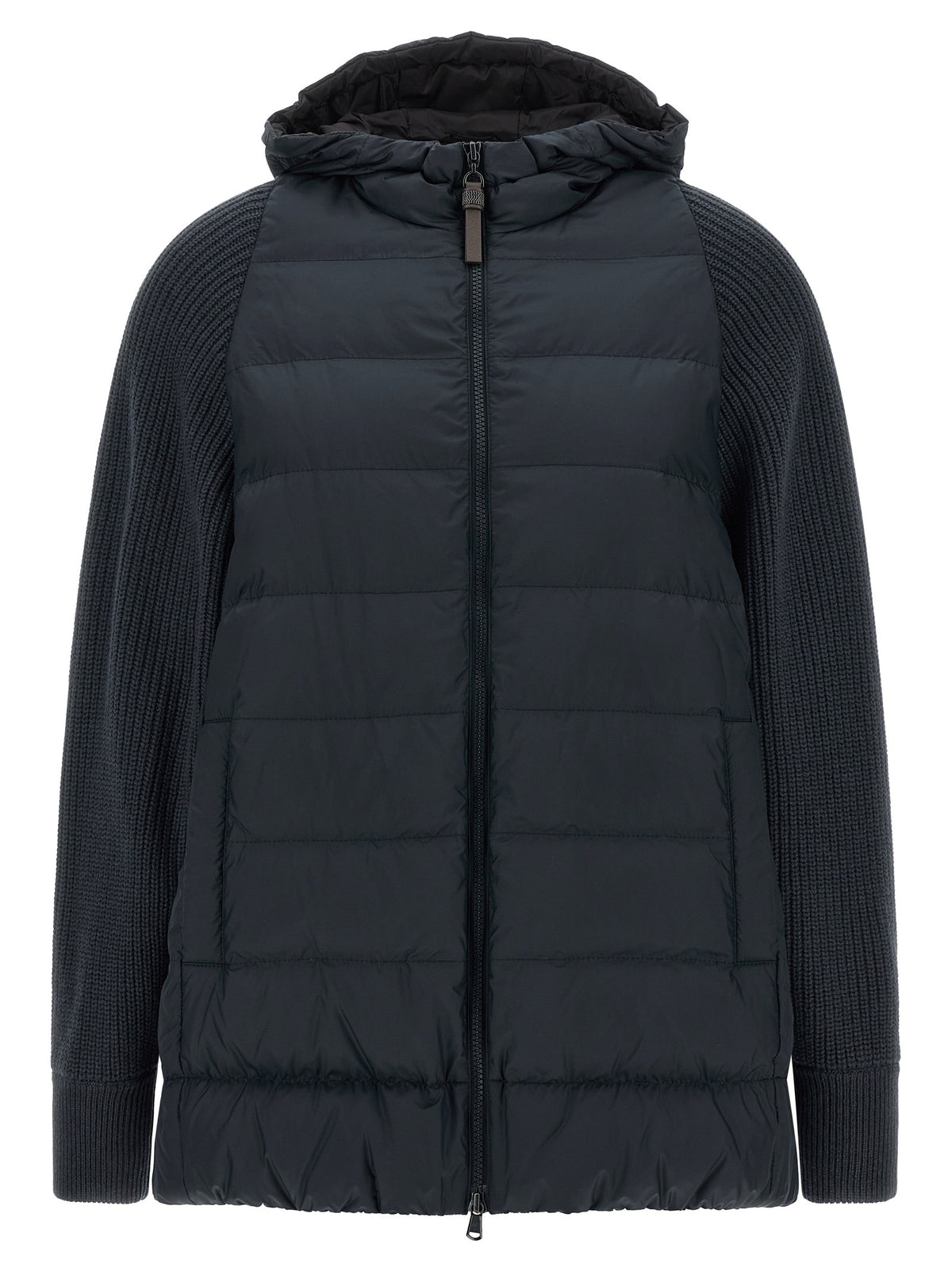 Blue Polyester Full-Length Jacket
