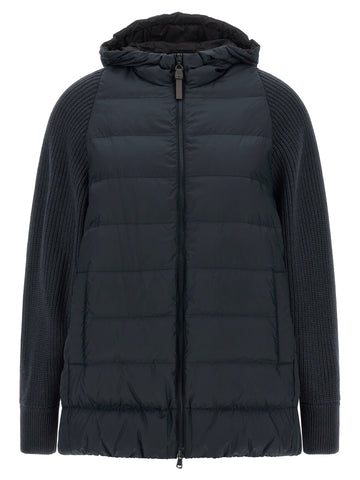 Blue Polyester Full-Length Jacket