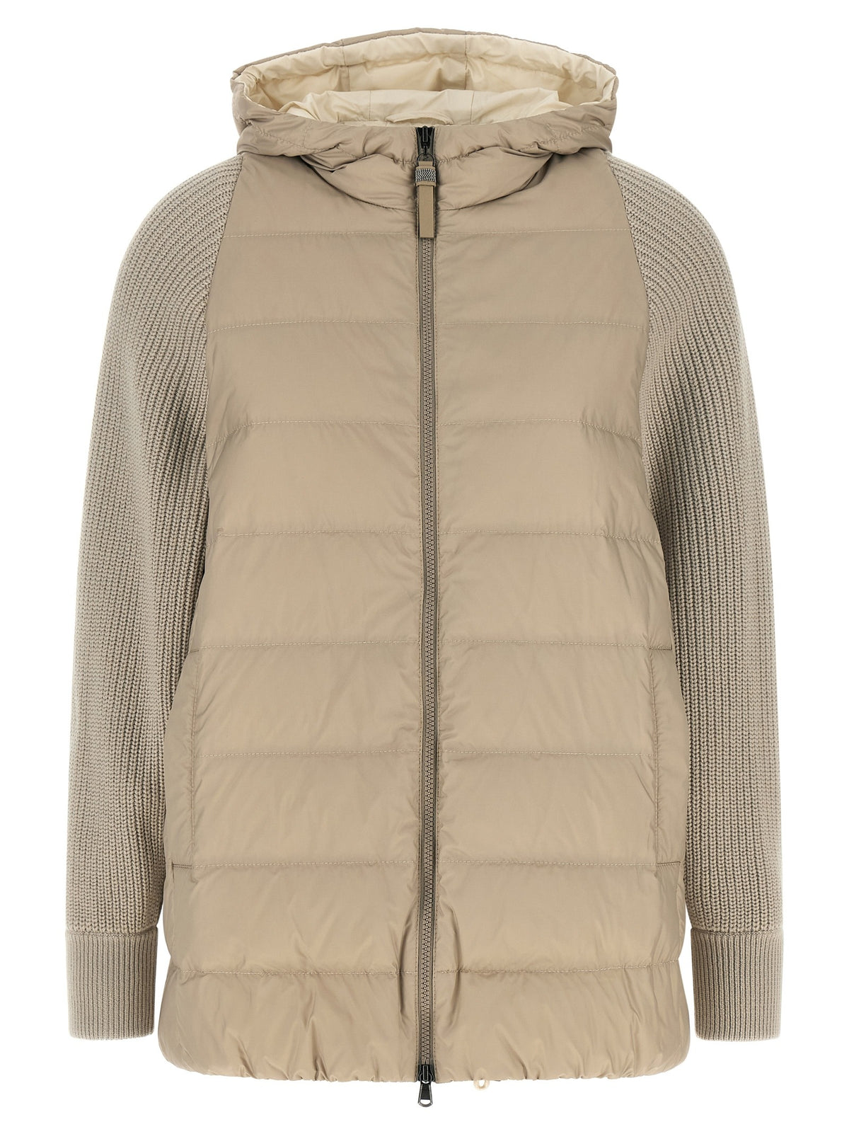 Beige Polyester Full-Length Jacket