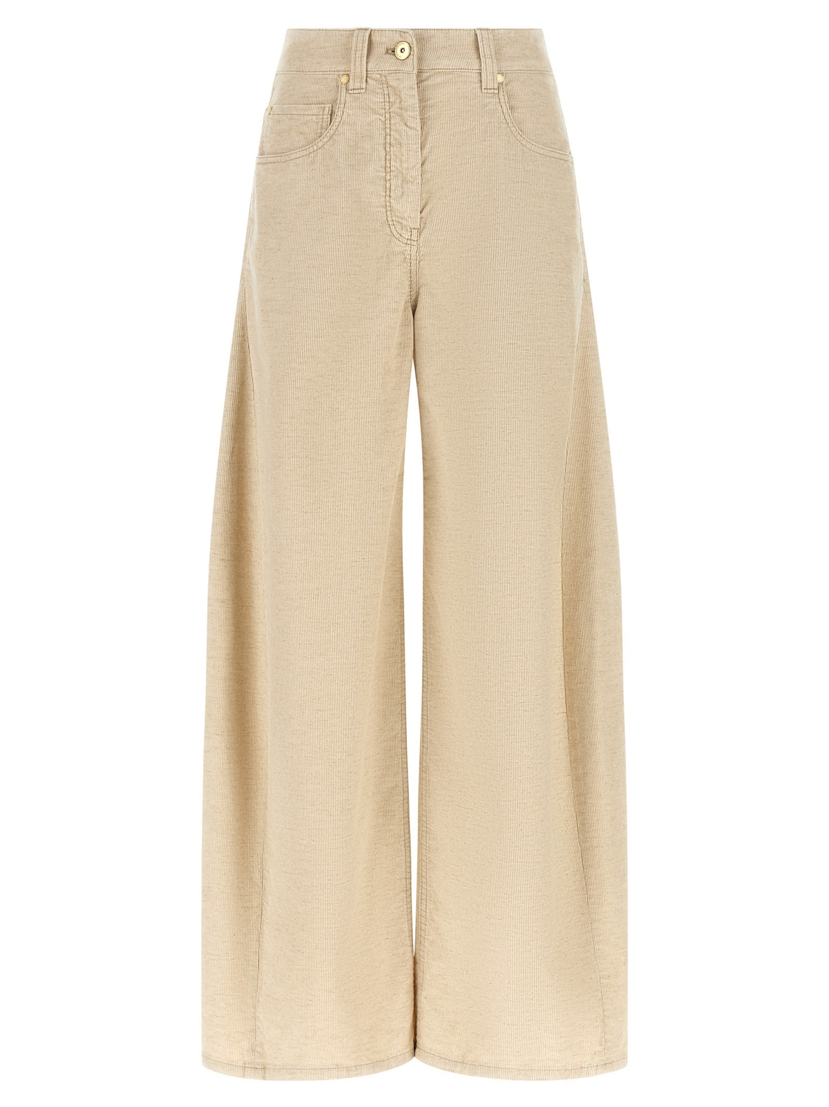 Beige Cotton Casual Pants