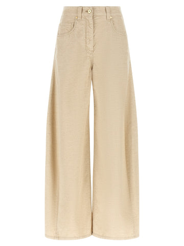 Beige Cotton Casual Pants