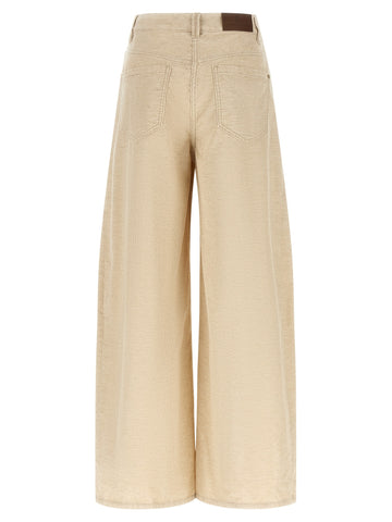 Beige Cotton Casual Pants