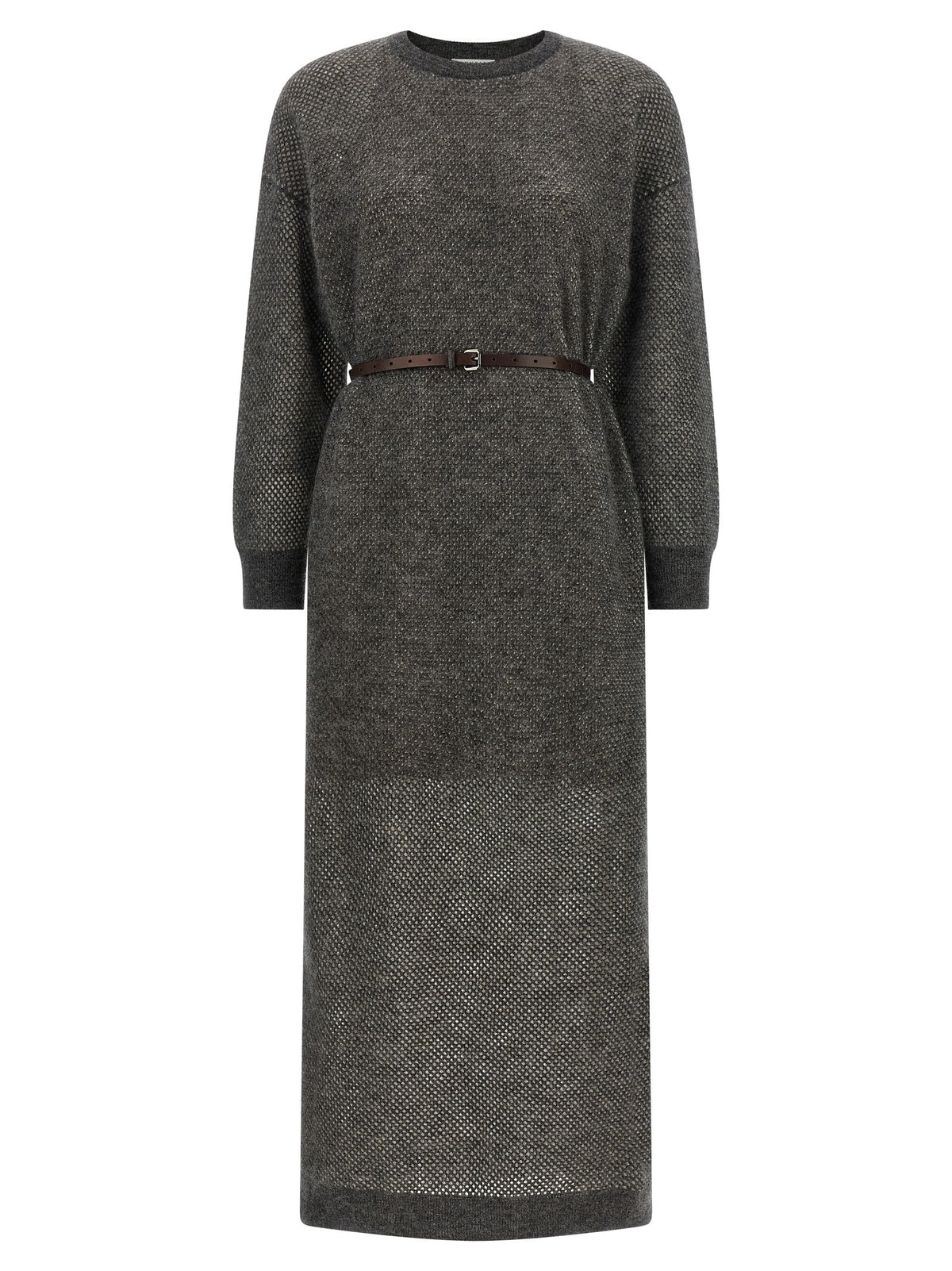 Gray Wool Midi Dress