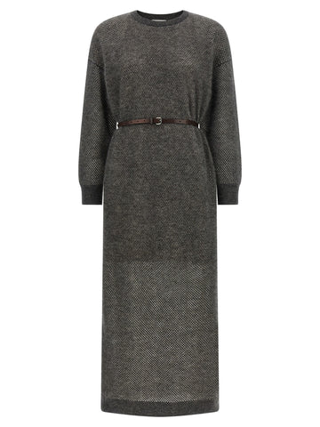 Gray Wool Midi Dress